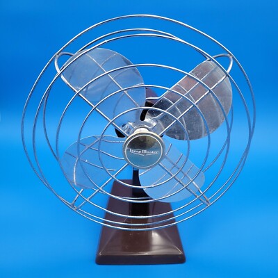 Vintage Chrome & Brown Temp-Master McGraw Edison Co Desk 10  Fan Model 101004