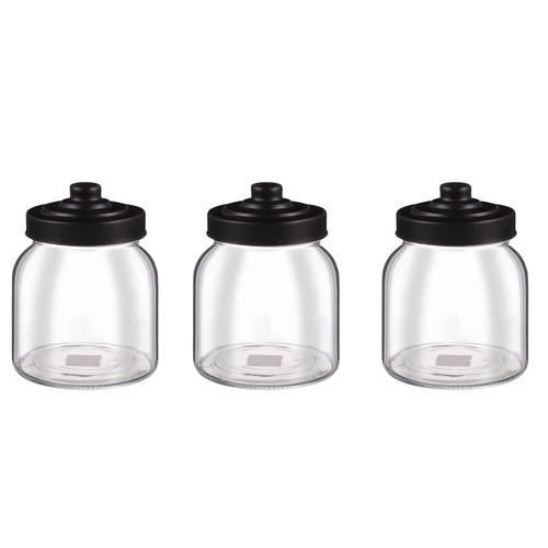 Tea Coffee Sugar Glass Canister Kitchen Storage Jars Set Of 3 Vintage