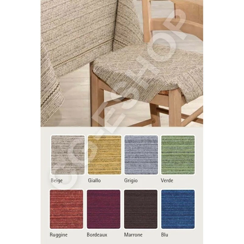 CONFEZIONI GIULIANA 6 COPRISEDIA CON ALETTA TINTA UNITA MILLE RIGHE POUFF QUADRATO SEDIA CUCINA