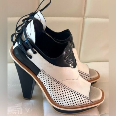 NWOT Rag & Bone retro black/white platform leather heels made in Italy 37.5 (7)