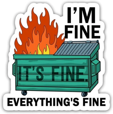 I'm Fine, It's Fine, Dumpster Fire, Funny Vinyl Die Cut Sticker | eBay