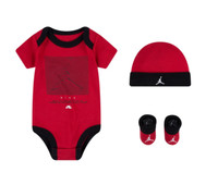 Jordan Nike Baby Boys Jungen Set 3 Teilig Cap Body Rot Schwarz 0 - 6 Monate