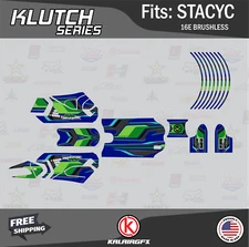 Graphics Kit for STACYC 16E Brushless Electric Bike (All Years)  Klutch-blue