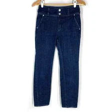 Pilcro Straight Leg Ankle Jeans Dark Blue High Waist Anthropologie Stretch 26