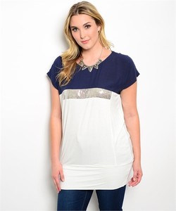 navy sequin top plus size