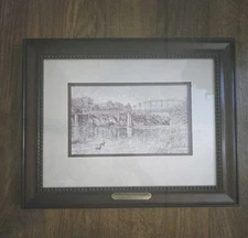Vintage J. Fitzpatrick Original Sketch of Historic Fair Oaks Bridge Fair Oaks CA