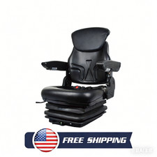Tractor Forklift Seat Suspension Adjustable Backrest Armrest Safety Belt New