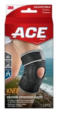 ACE Brand Adjustable Compression Knee Support, 1 Count Pack of 1 , Black