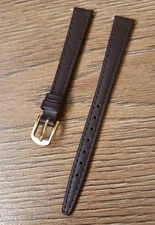 10mm VINTAGE APOLLO GENUINE CALF LEATHER BROWN WATCH STRAP, GOLD BUCKLE.
