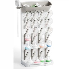 Vertical Baby Bottle Drying Rack with Brush- Hold 24 Bottles - Large Breast P...