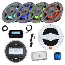 JBL Marine Gauge BT Radio,Remote, 4x 6.5" LED Speaker, Sub, Amp, Accessories
