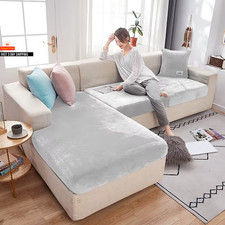 Elastische Samt Sofa Sitzkissenbezüge für Wohnzimmer Kissen Chaiselongue Lu