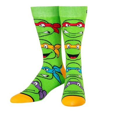 ODD SOX   Teenage Mutant Ninja Turtles Allover Character Face Novelty Crew