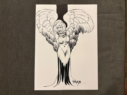 Tim Vigil (of Faust fame) original sketch art Gothic Angel SDCC