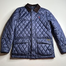 Polo Ralph Lauren Jacket Boys 14-16 Blue Quilted Corduroy Collar Snap Pockets