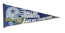 Vintage 1993 Dallas Cowboys NFC Champs Superbowl XXVIII Full Size 29" Pennant
