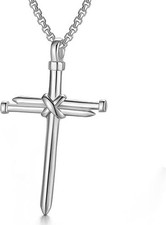 Men'S Stainless Steel Nail Cross Pendant Necklace Male Jewelry