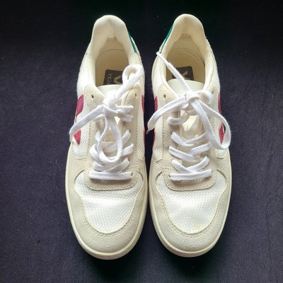 VEJA V-10-B Mesh Women's SZ 8 White, Burgandy and Brittany