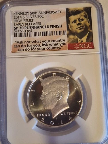 2014 S  Kennedy Half Dollar NGC SP70 PL Enhanced Finish