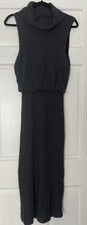 Alice Olivia Midi Dress Medium Arra Wool Cashmere Knit Gray Sleeveless Ribbed