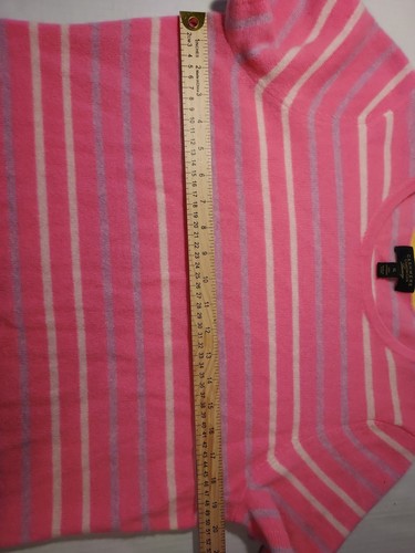 Suéter Charter Club Lujo 100% Cachemira Rosa Rayas Manga Corta Talla XL - Imagen 3 de 9