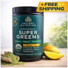 Ancient Nutrition Organic Super Greens Mango 6.8oz Detox Digest Energy