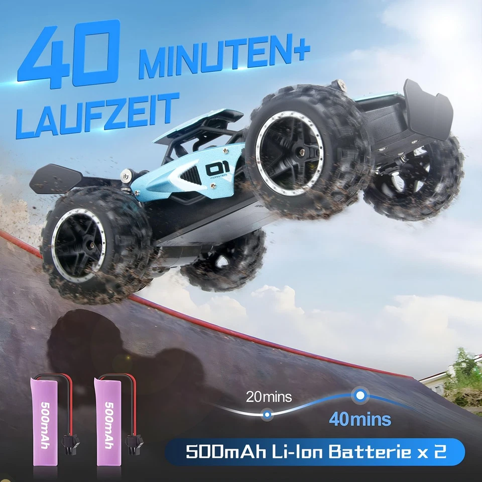 Kinder Ferngesteuertes Auto 2,4 GHz 20 km/h RC Auto Monster Truck 2WD Offroad RC - Bild 4 von 4