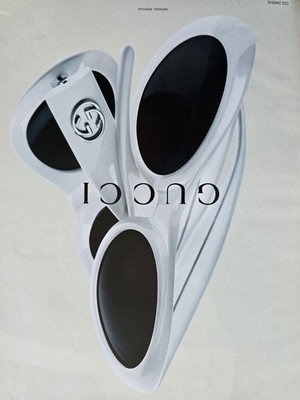 1997 Gucci White women's sunglasses  Vintage Neiman Marcus Fashion ad 