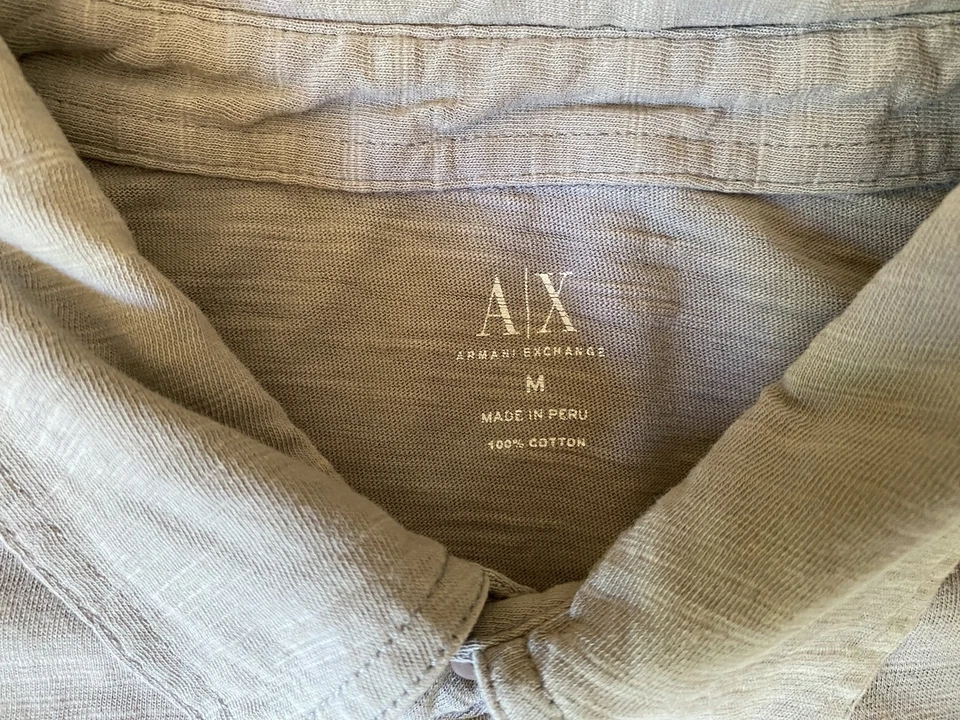 A/X Armani Exchange Polo Shirt Gray Size M Short Sleeve Casual Pocket - Image 4 of 4