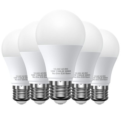 12V LED Light Bulbs, 12W 1050LM Warm White 3000K, 80W Equivalent 12-24Volt Lo...