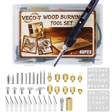40 PCS Wood Burning Kit Adjustable Temp Pyrography Pen Engraver Carver Tool