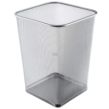 Mesh Wastebasket Trash Can 5 Gallon Square Metal Garbage Bin Home Office Work