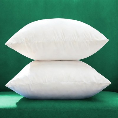 Extra Thick and Full Set of 2 Plump Cotton Fabric Throw Pillow Inserts, Overf...