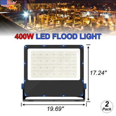2 Pack 400W LED Flood Light Outdoor Lighting IP65 Outside Dock Barn Yard Lights