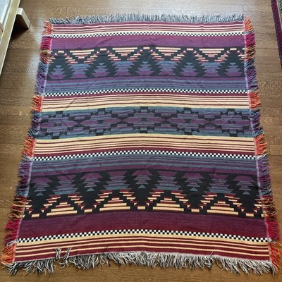Crown Crafts Native Southwest Americana Style Cotton Throw Blanket Rustic 53x60 