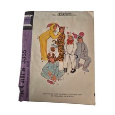 McCalls 3355 Child Animal Costume Pattern Detachable Headpiece Size 4 1972 Uncut
