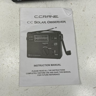 C Crane CC Solar Observer Emergency AM/FM Radio with NOAA Weather C Crane CC Solar Observer Emergency AM/FM Radio with NOAA Weather