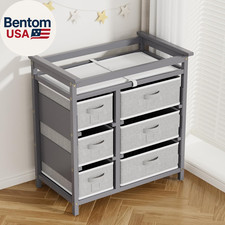 Modern Baby Changing Table, Diaper Changing Table, with 6 Storage Drawers and Ch