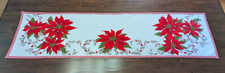 48.5"x 12" XMAS TABLE RUNNER hm w/up-cycled VTG TB w/BIG RED POINSETTIAS PREOWN