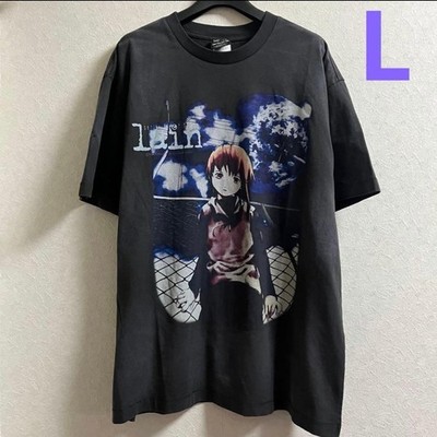Serial Experiments Lain Vintage Wash T-Shirt Anime Black Size L