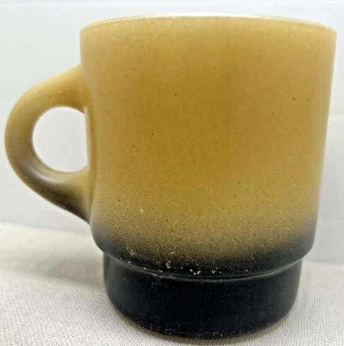 Vintage Anchor Hocking Fire King Orange to Black Glass Stacking Coffee Mug