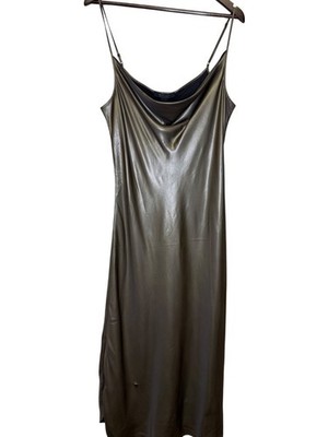 Allsaints Hadley Metallic Satin Slipdress in Metallic Gold at Nordstrom, Size 10 US