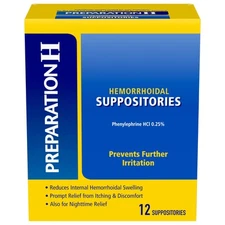 Preparation H Hemorrhoid Symptom Treatment Suppositories, Burning, Itching and
