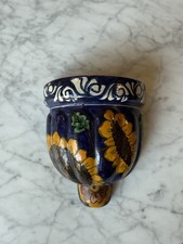 Hand Painted Terra-Cotta Wall Pocket Planter Sunflowers Used. Good Condition
