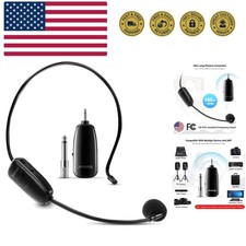 Wireless Microphone Headset, UHF Wireless Headset Mic System, 160ft Range,1/8...