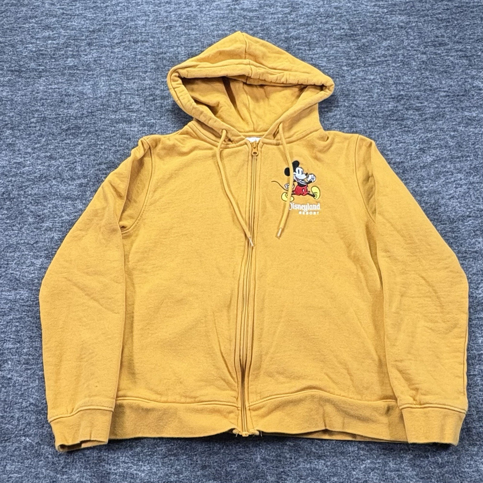 Disneyland Resort Mickey Mouse Hoodie Adult M Yellow Full Zip Fleece