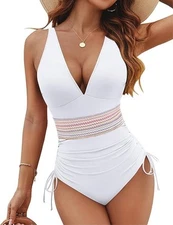 Blooming Jelly Women Tummy Control Swimsuit One Piece Slimming Drawstring M