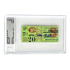 PETE ROSE AUTOGRAPHED TICKET STUB 4/20/1975 BECKETT AUTH STUB AUTO 10 17066741