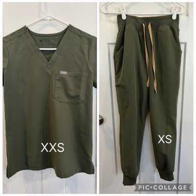 FIGS Technical Collection Scrub Set In Moss - XXS Top  / XS Bottoms
