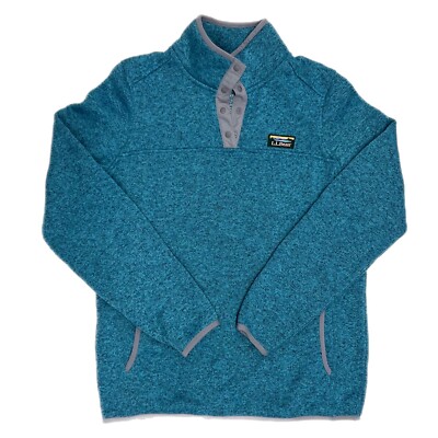 LL Bean Button Up Fleece Pullover Sweater Jacket Soft